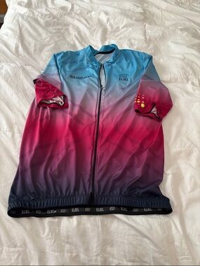 Eliel Men’s Gradient Short-Sleeve Cycling Jersey - Blue to Pink